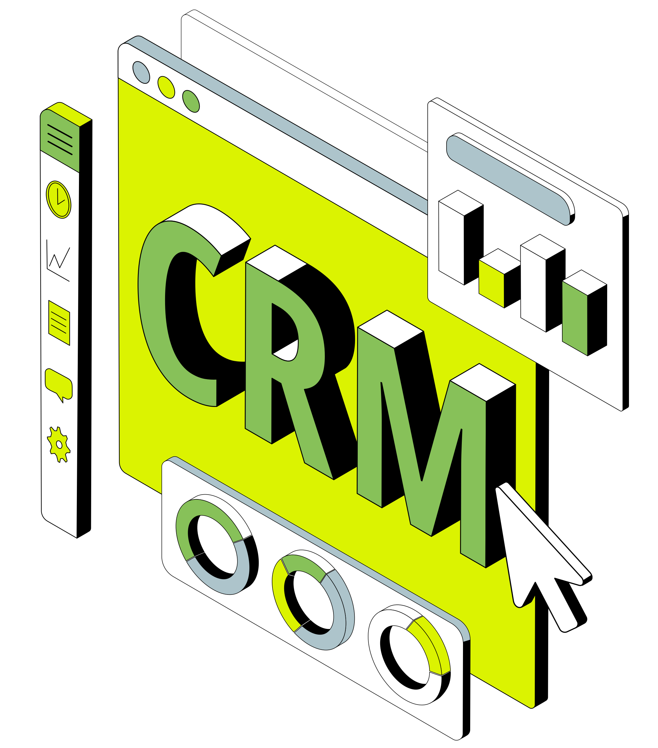 lettering crm in browser with graphs and cursor